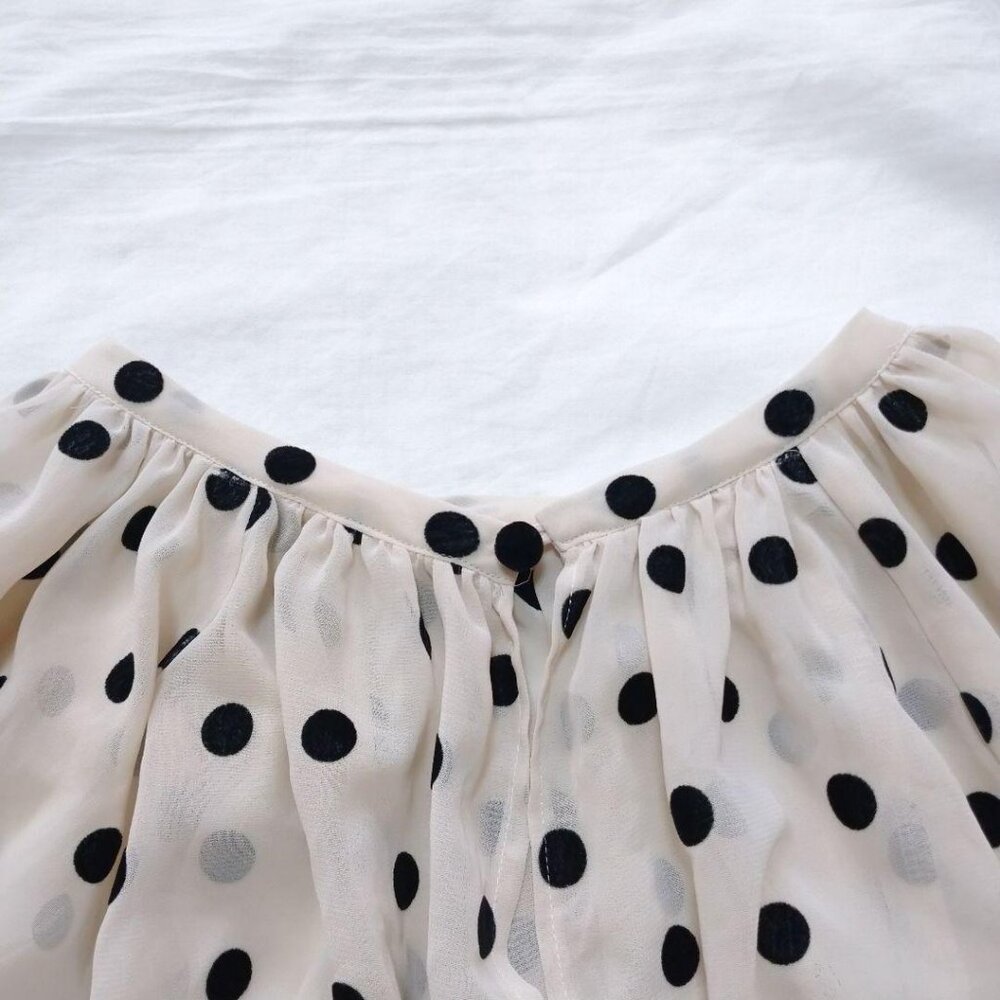 Grable Flocked Dot Pattern Sheer Blouse - image 4